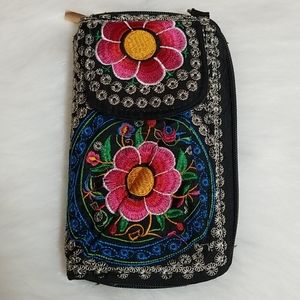Embroidered Floral Large Wallet